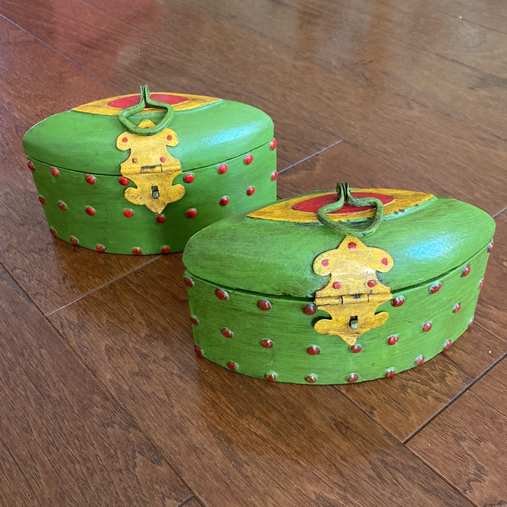 Two antique inspired decorative boxes.